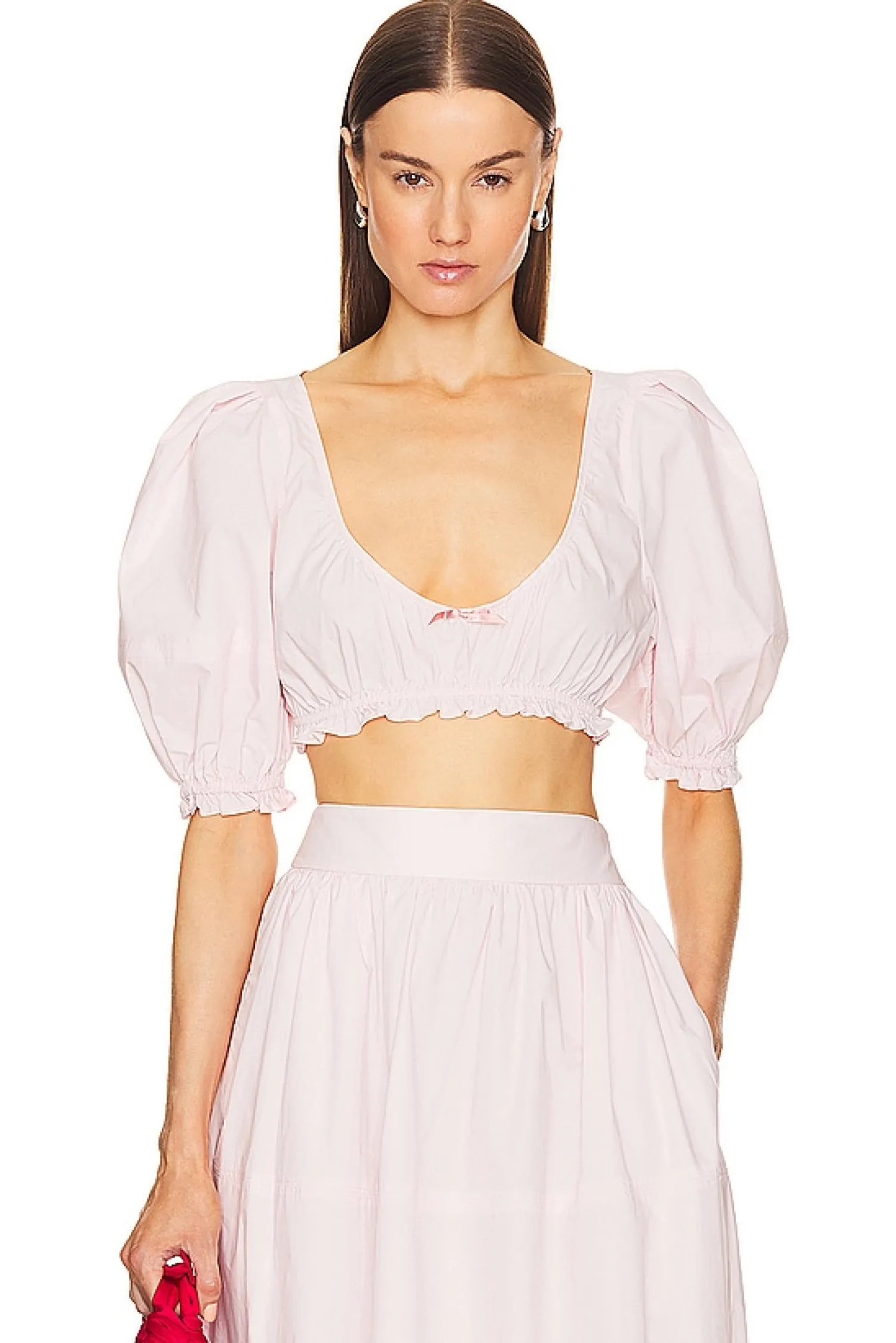 Women Helsa Matching Sets>Poplin Cropped Peasant Top
