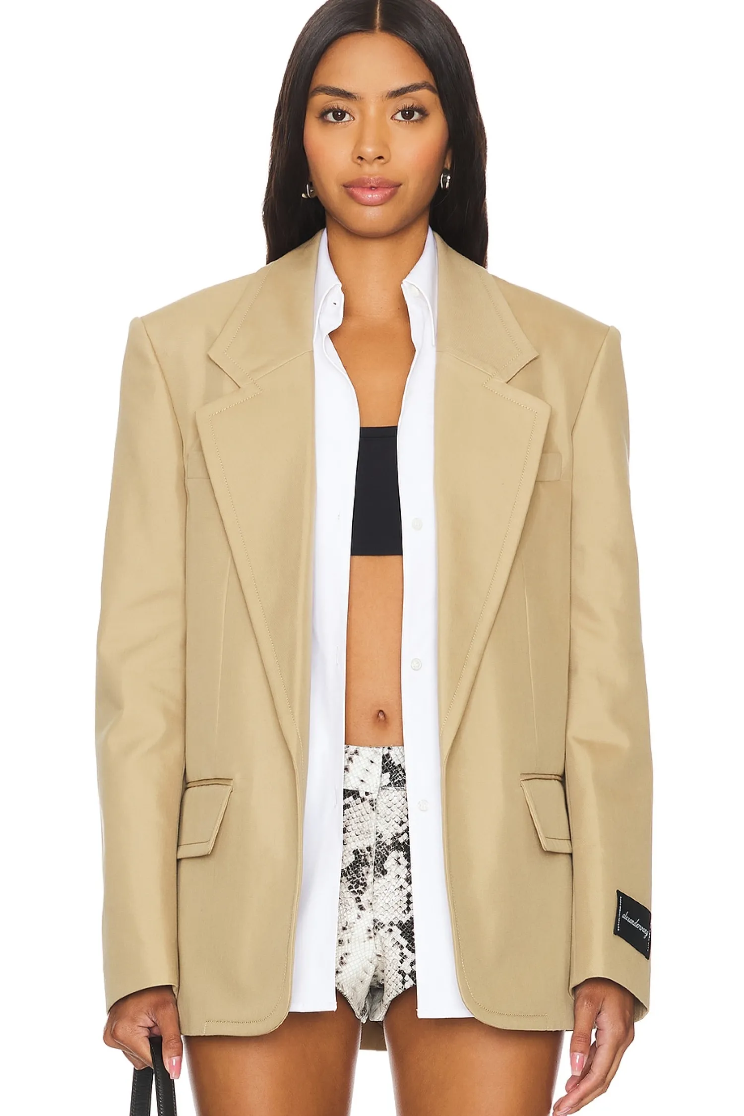 Women Alexander Wang Jackets & Coats>Prestyled Oversized Boxy Blazer W/ Poplin Dickie