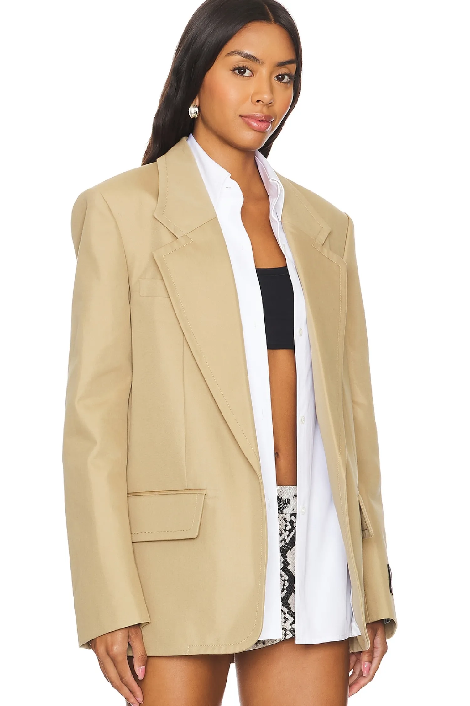 Women Alexander Wang Jackets & Coats>Prestyled Oversized Boxy Blazer W/ Poplin Dickie