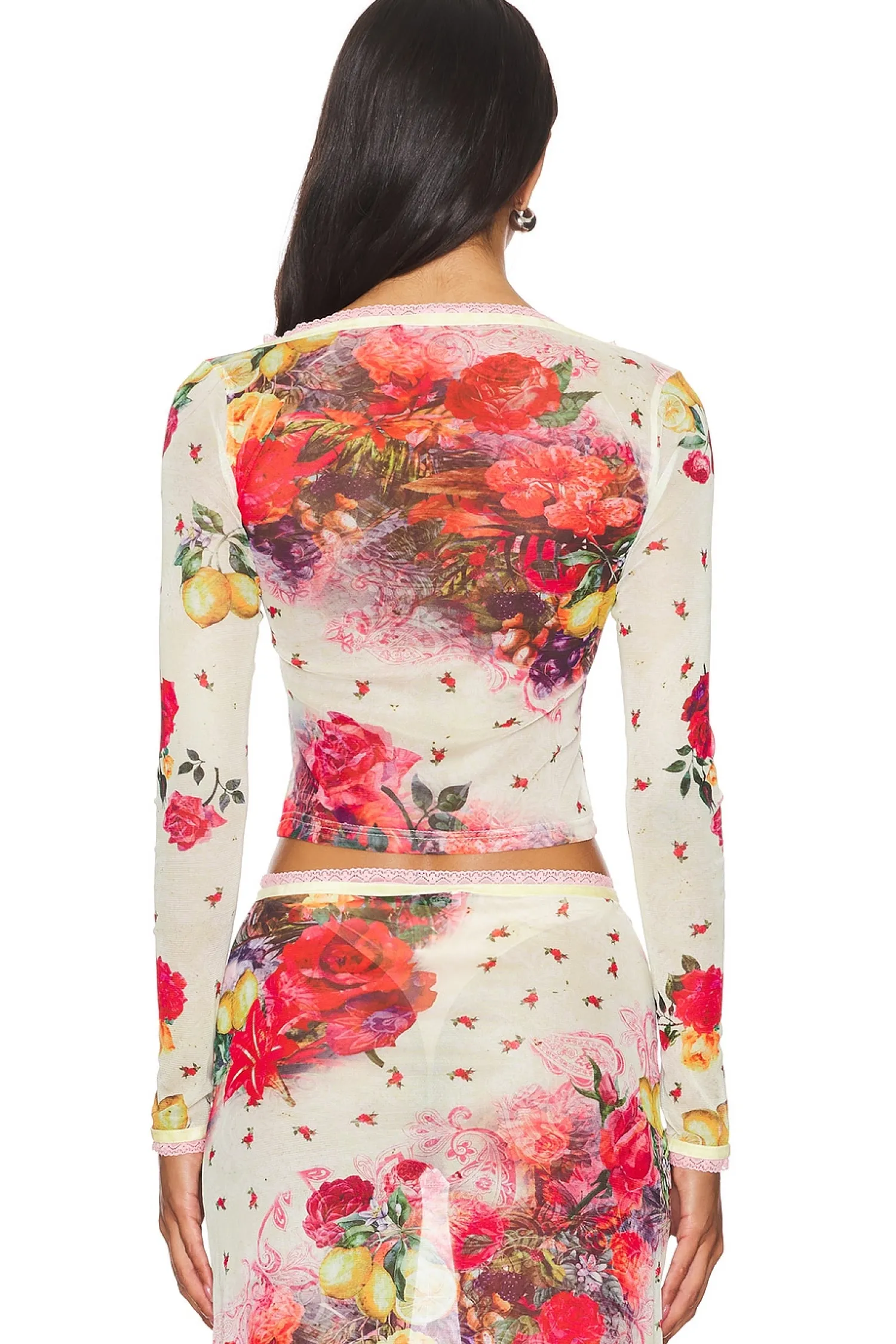 Women Jaded London Matching Sets>Printed Mesh Cardigan