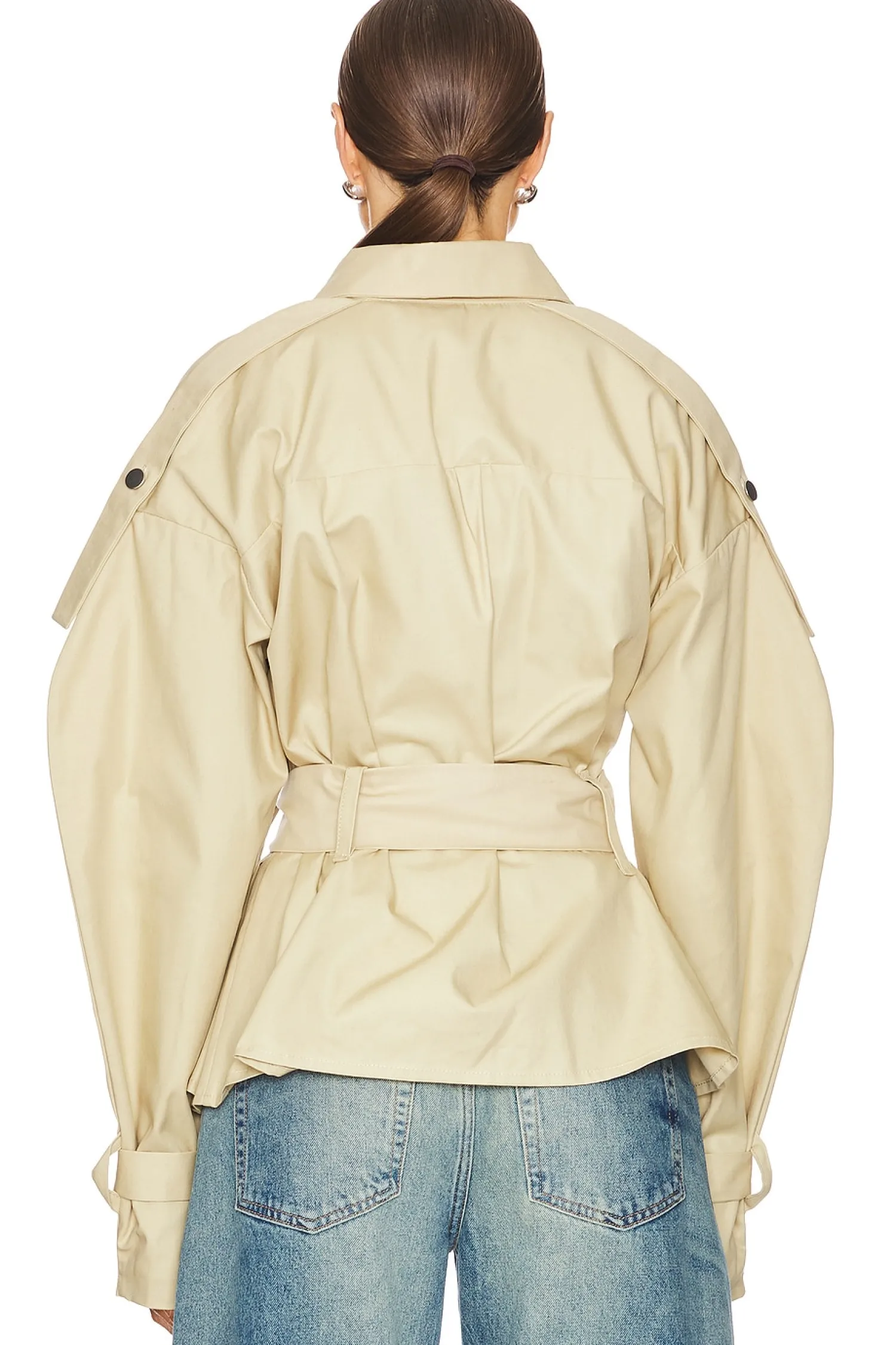 Women AAIZEL Jackets & Coats>Puffy Sleeve Belted Jacket
