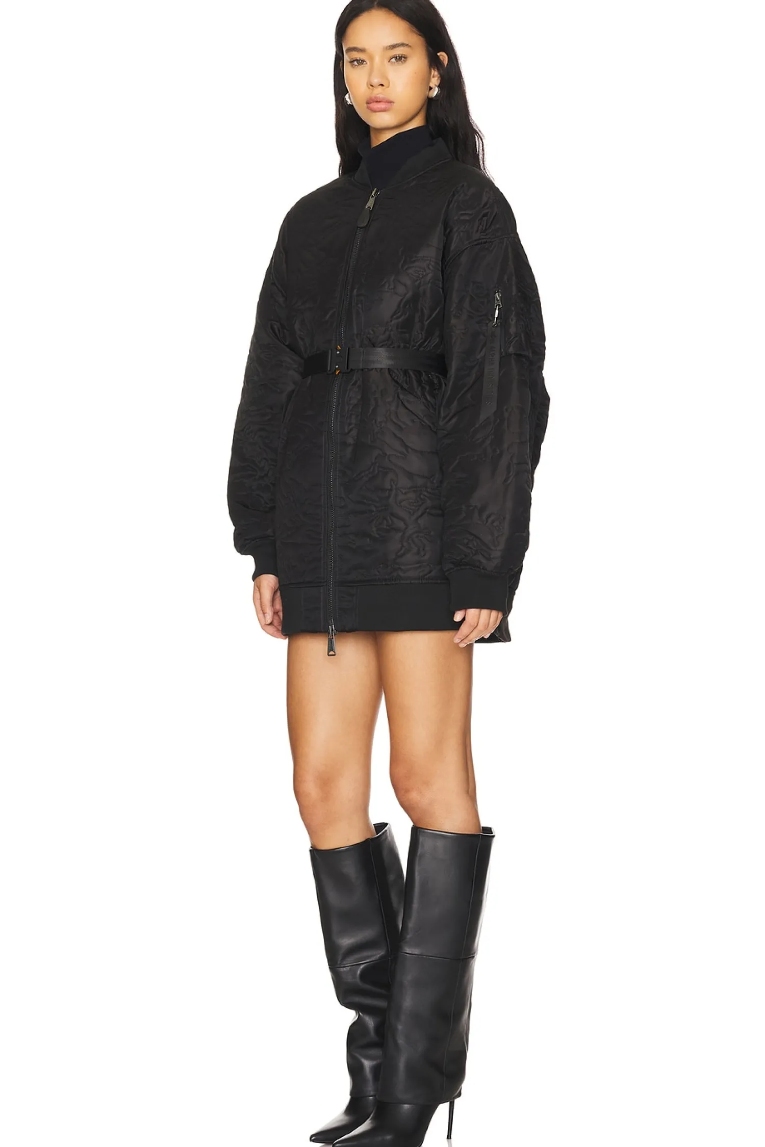 Women ALPHA INDUSTRIES Jackets & Coats>Quilted Belted Ma-1 Flight Jacket