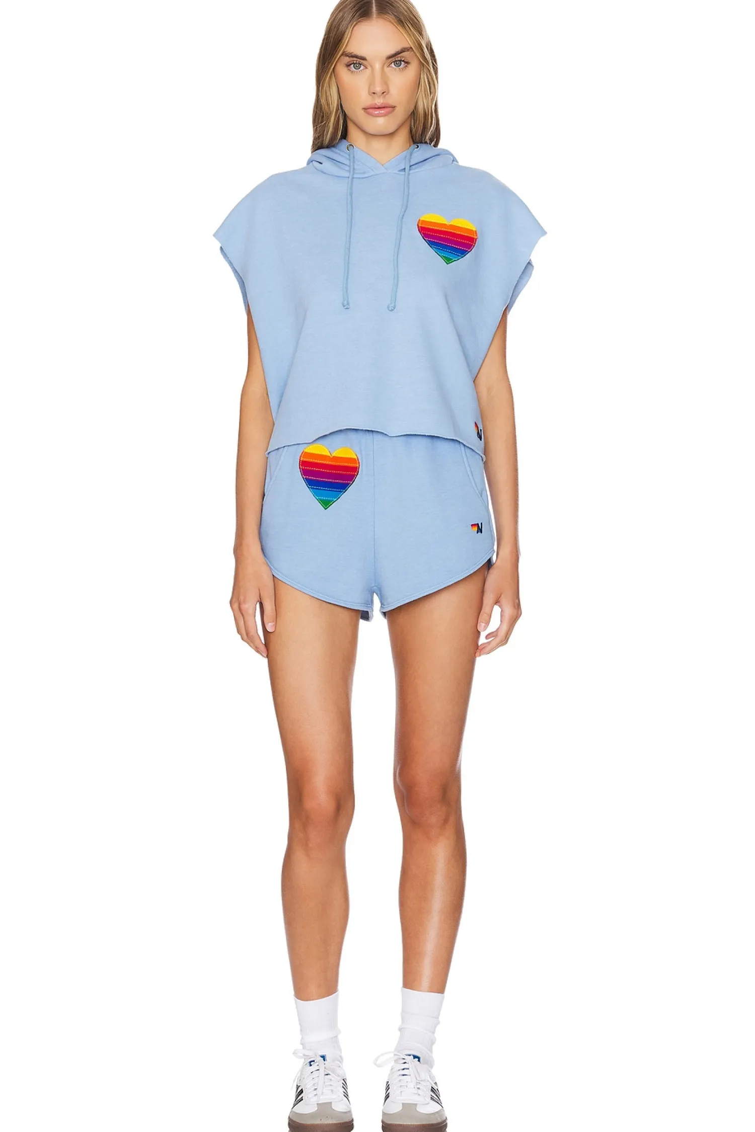 Women Aviator Nation Loungewear>Rainbow Heart Stitch Lounger Short