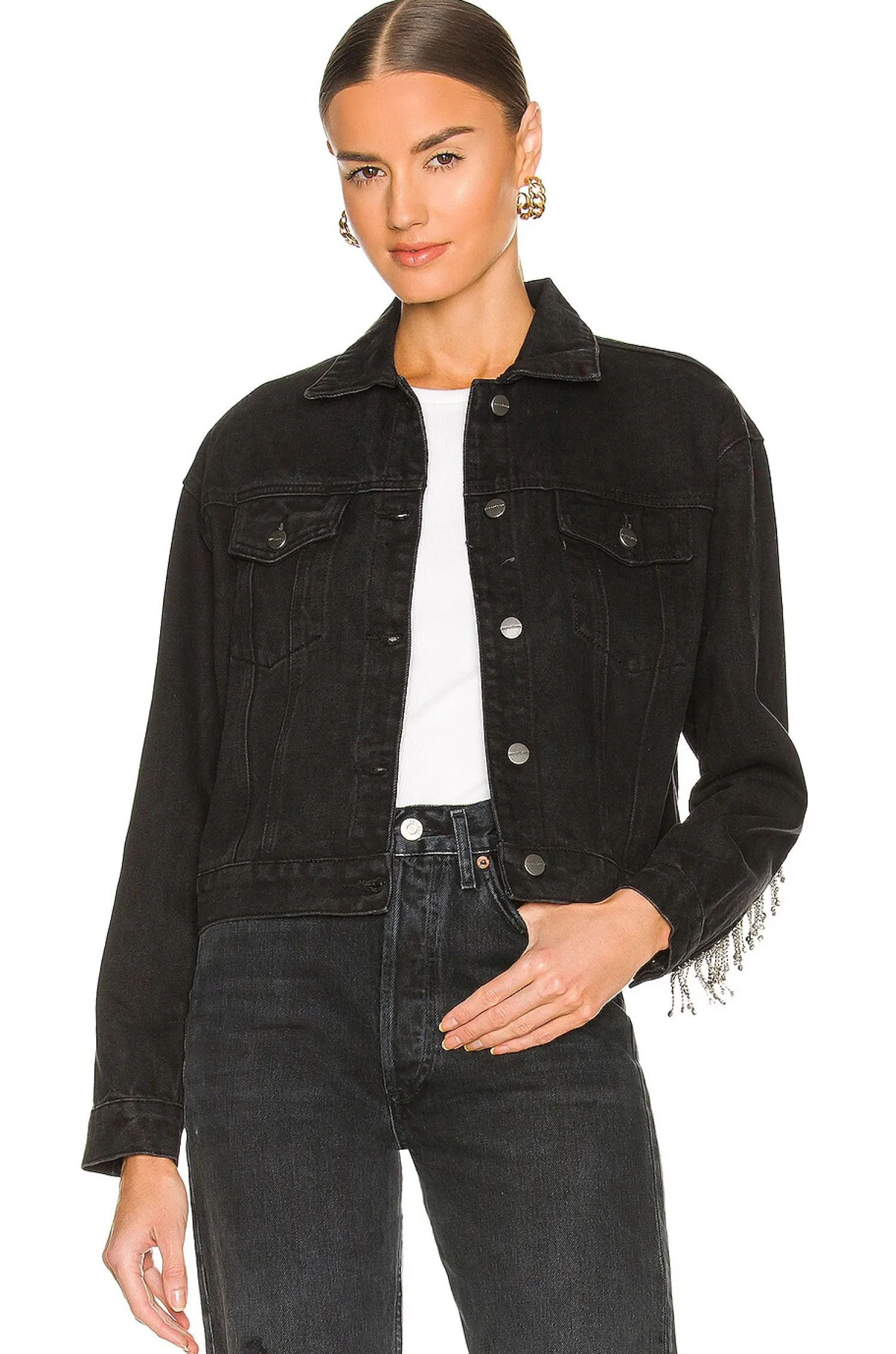 Women superdown Jackets & Coats>Raya Rhinestone Fringe Jacket