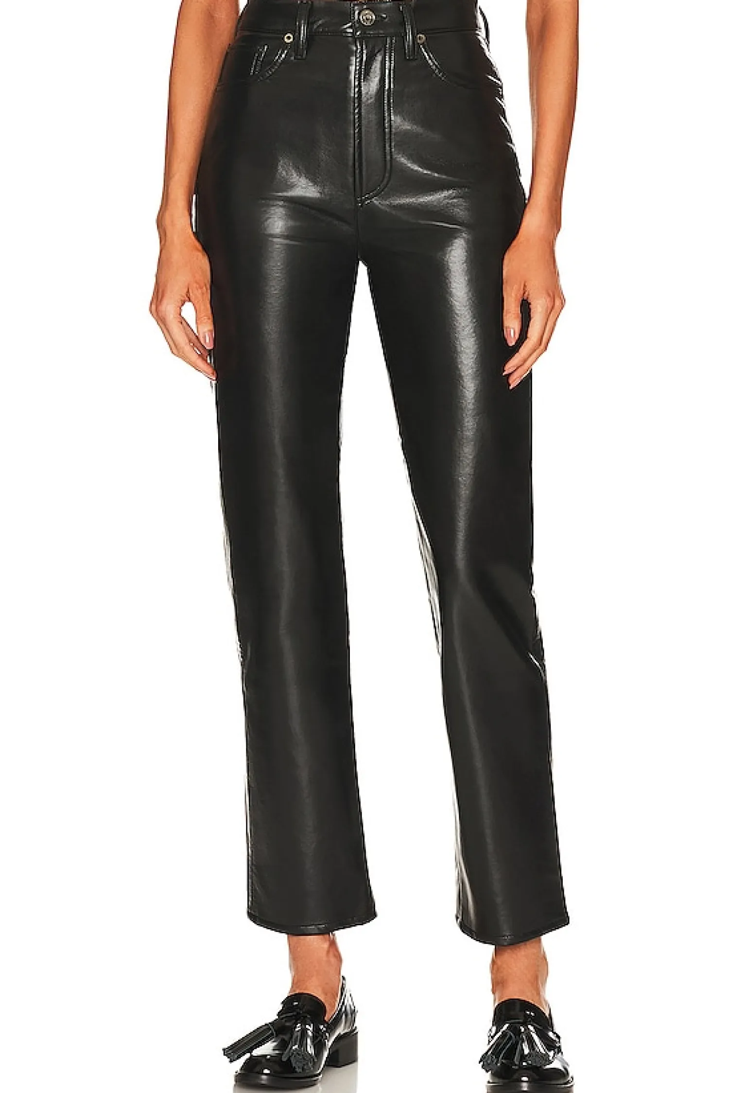 Women AGOLDE Pants>Recycled Leather Fitted 90's