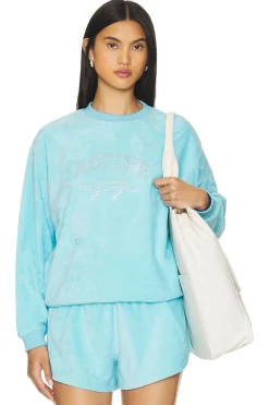Women 7 Days Active Loungewear>Recycled Velvet Crewneck