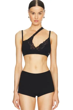 Women Vaillant Lingerie & Sleepwear>Ribbed Jersey Bra With Asymmetric Lace Trim