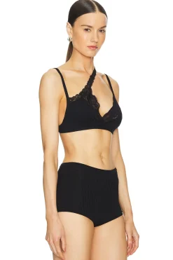 Women Vaillant Lingerie & Sleepwear>Ribbed Jersey Bra With Asymmetric Lace Trim