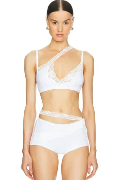 Women Vaillant Lingerie & Sleepwear>Ribbed Jersey Bra With Asymmetric Lace Trim
