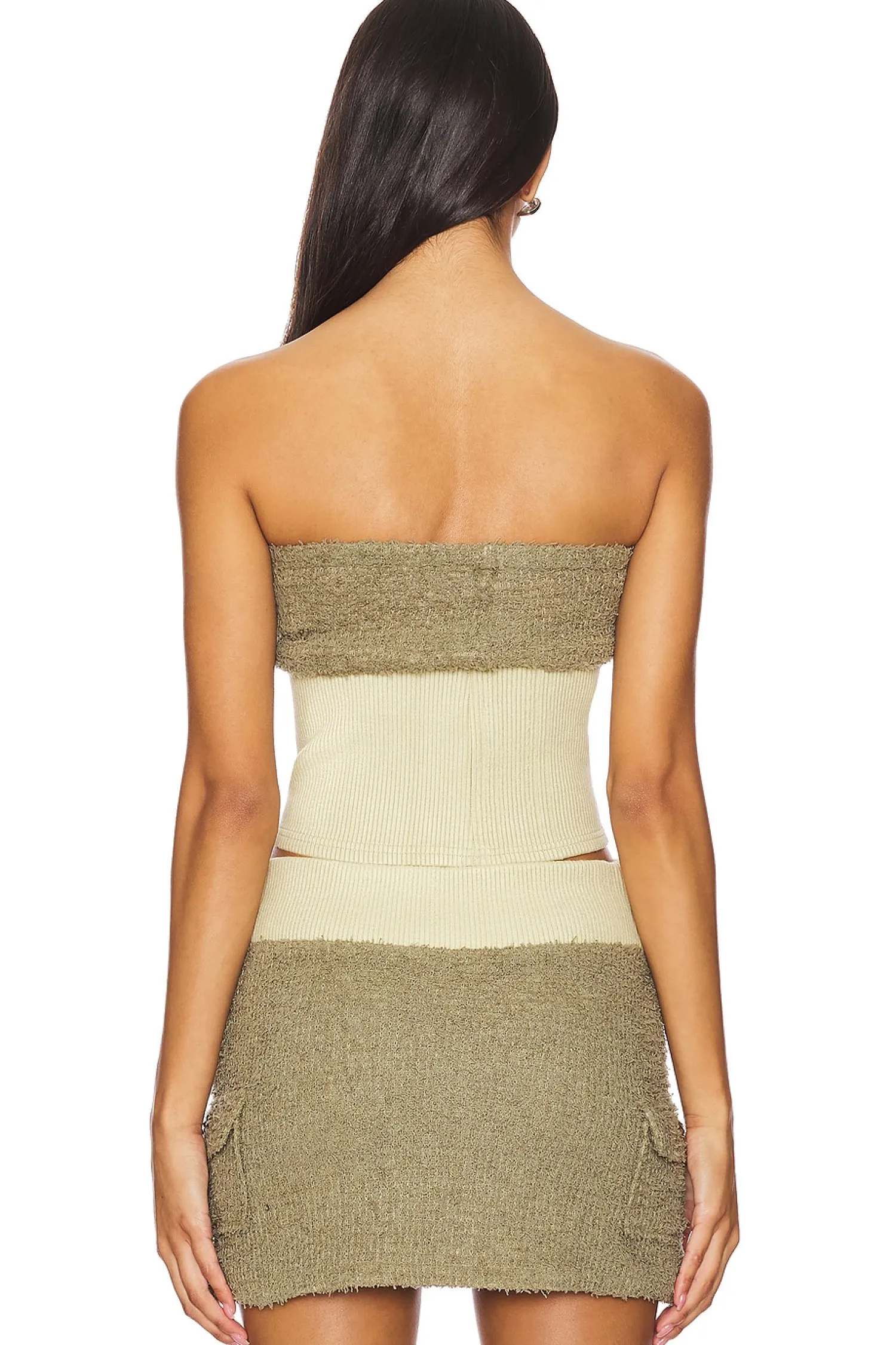 Women Zemeta Matching Sets>Ribbon Stud Fuzzy Tube Top