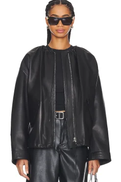 Women Helmut Lang Jackets & Coats>Ruched Leather Jacket
