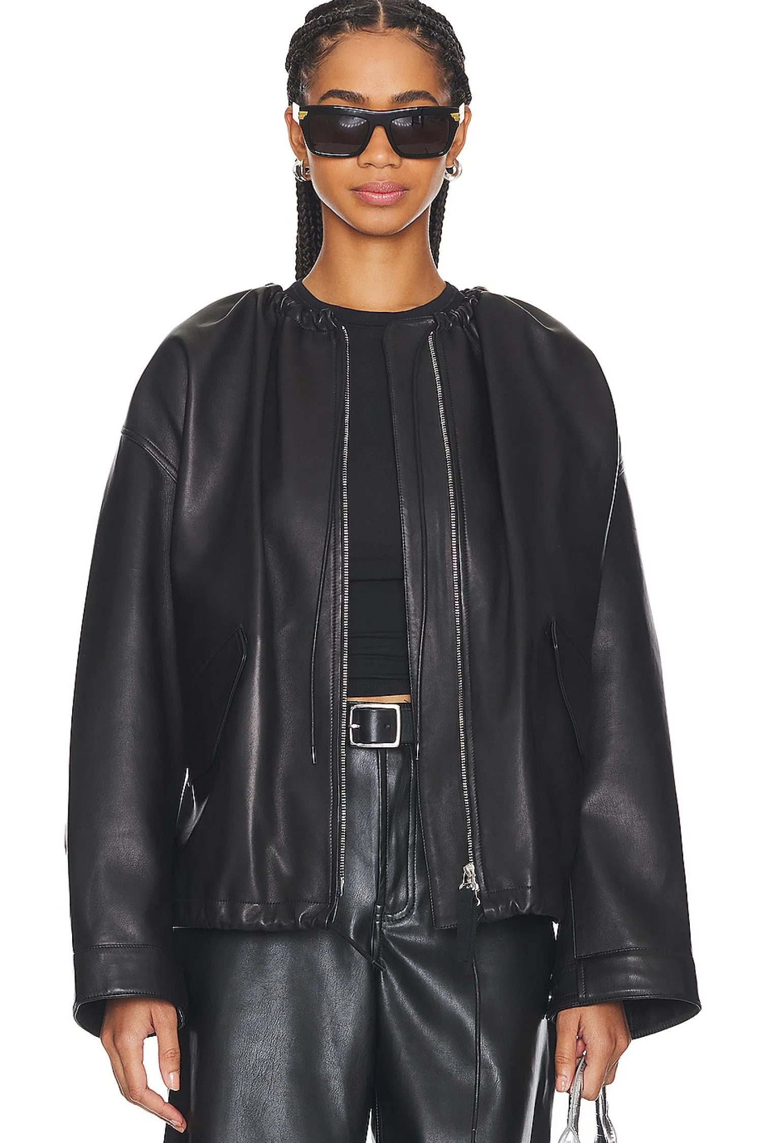 Women Helmut Lang Jackets & Coats>Ruched Leather Jacket