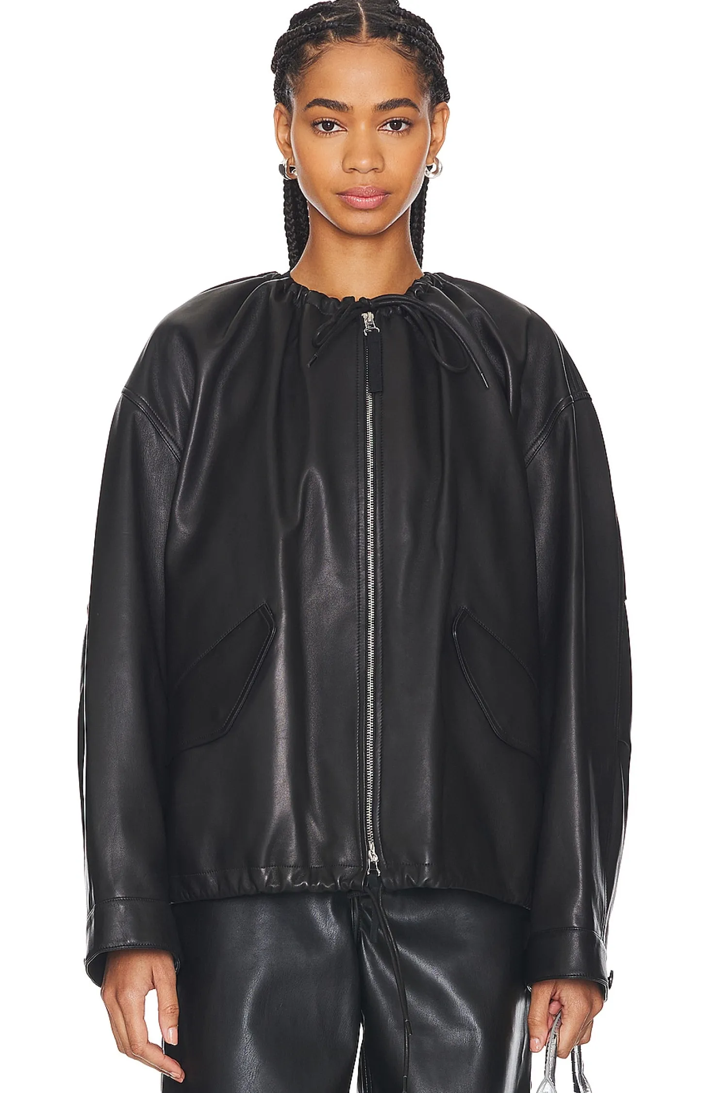Women Helmut Lang Jackets & Coats>Ruched Leather Jacket