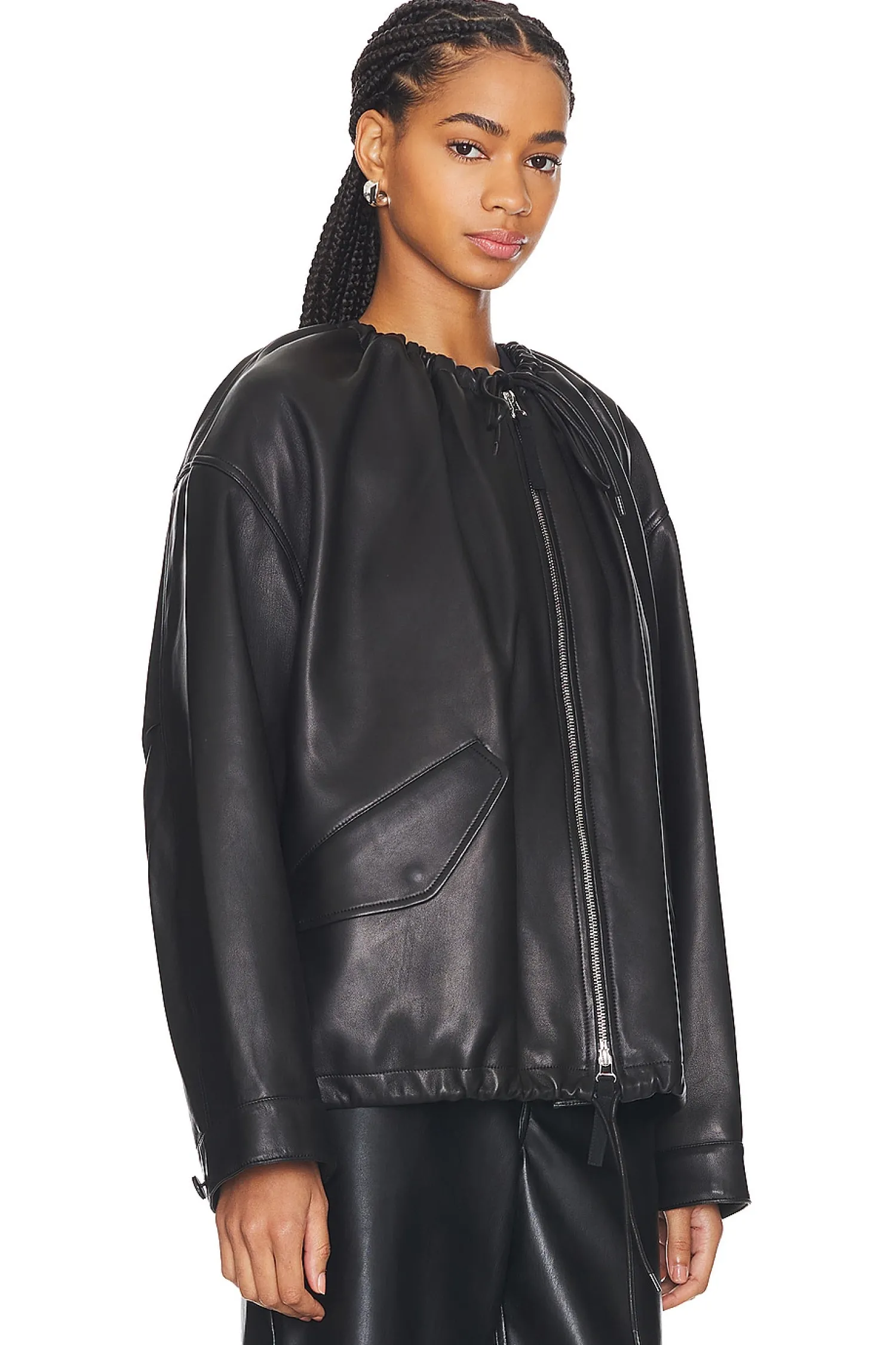 Women Helmut Lang Jackets & Coats>Ruched Leather Jacket