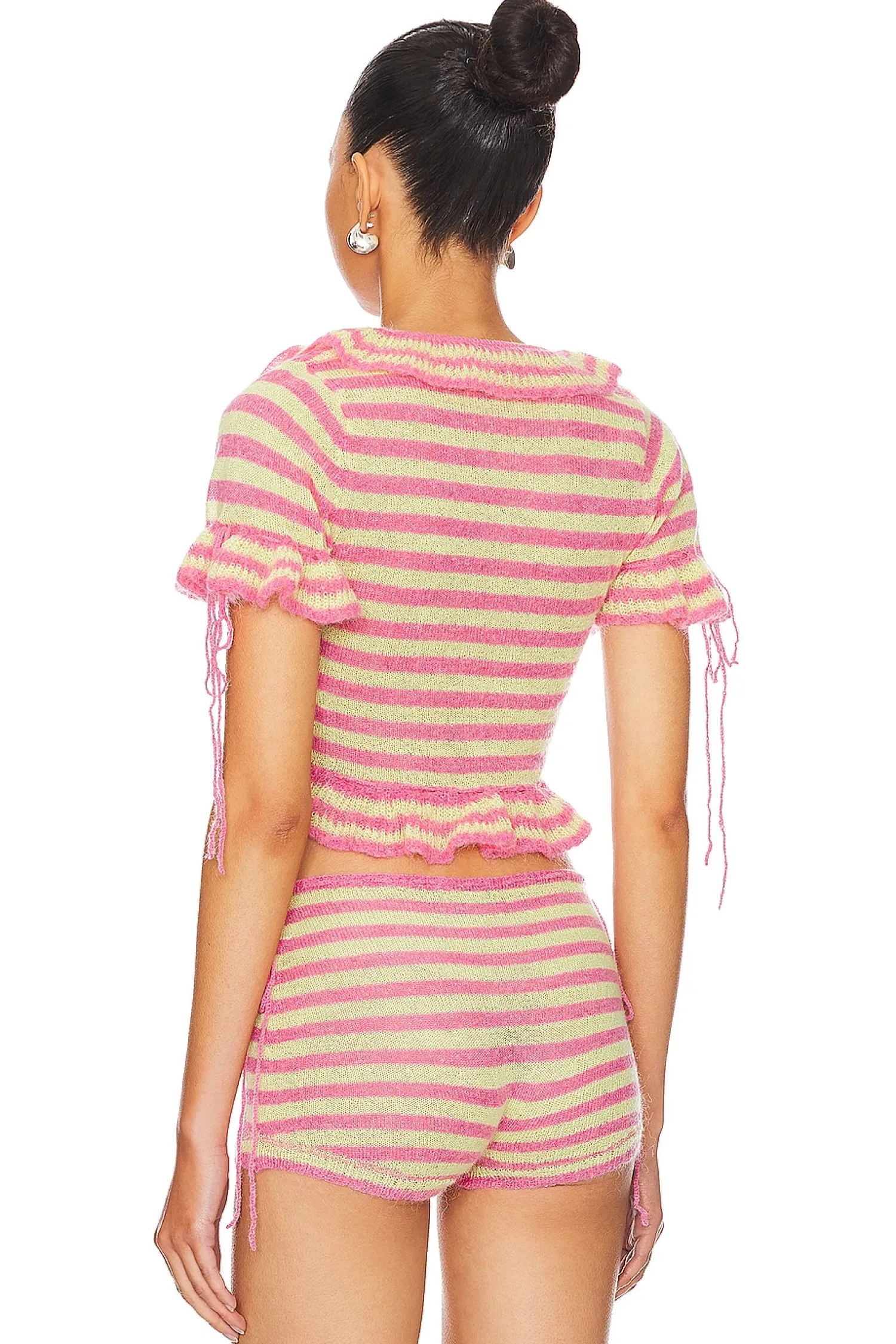 Women GUIZIO Matching Sets>Ruffle Knit Tie Top