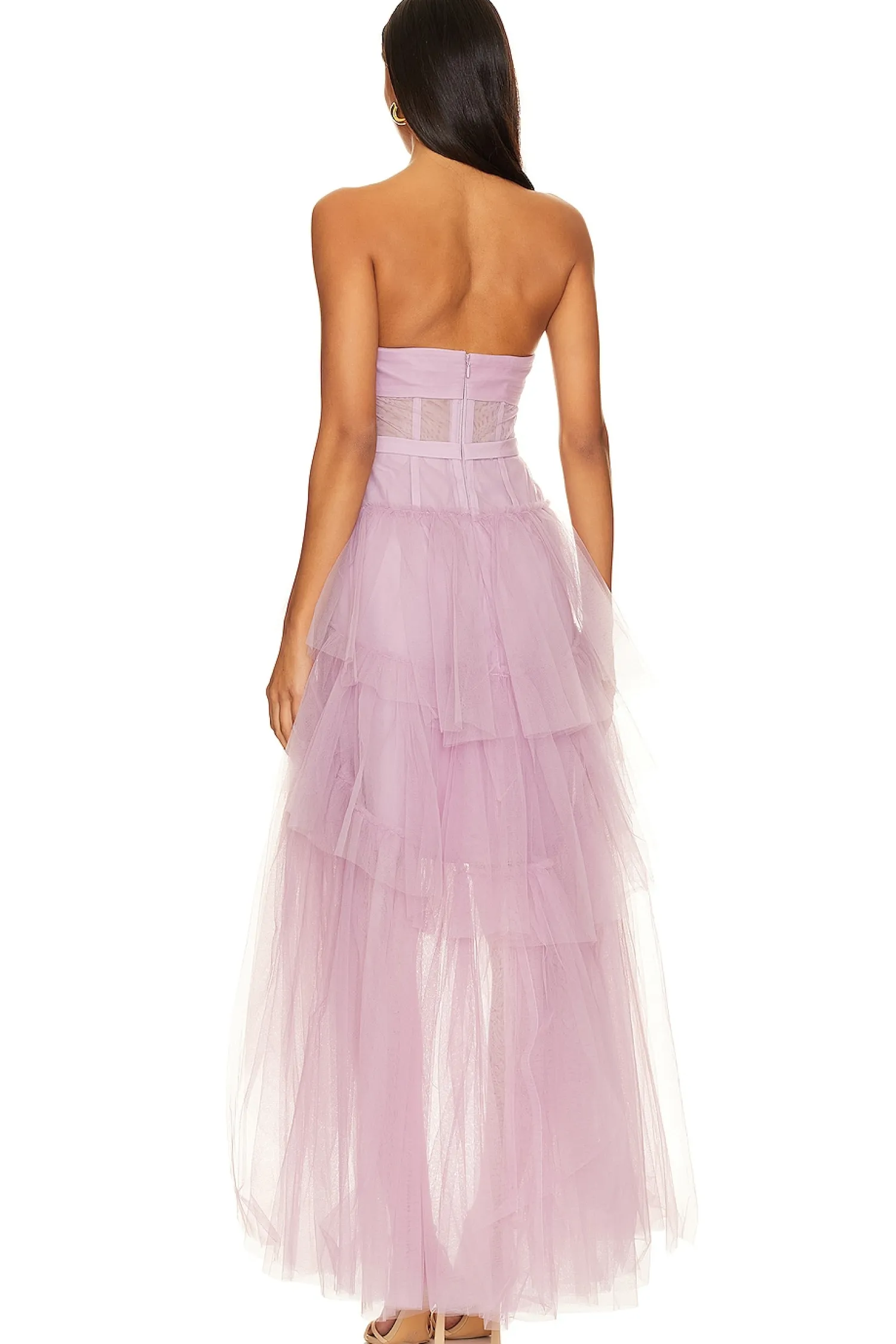 Women BCBGMAXAZRIA Dresses>Ruffled High Low Gown