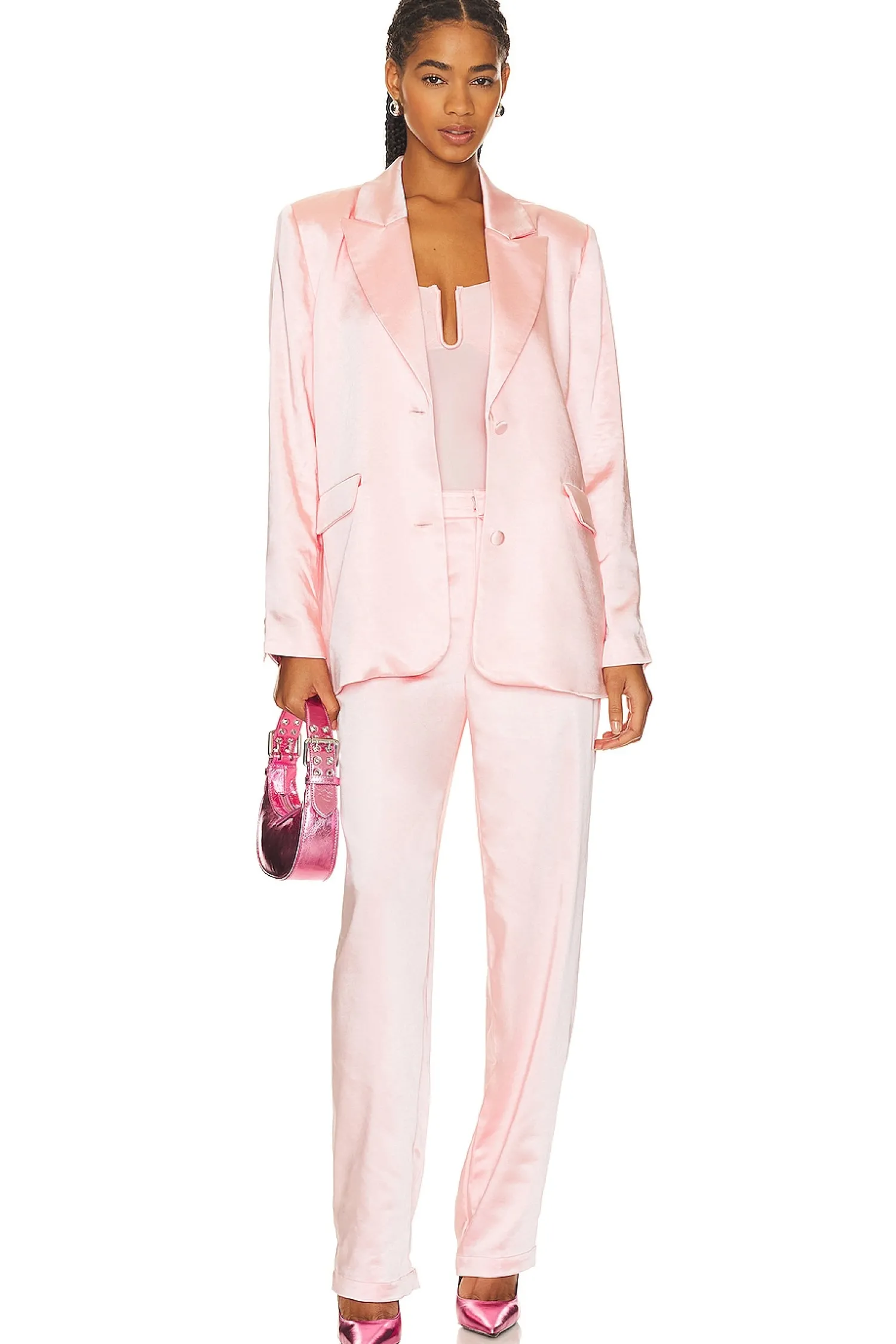 Women Good American Jackets & Coats>Satin Blazer