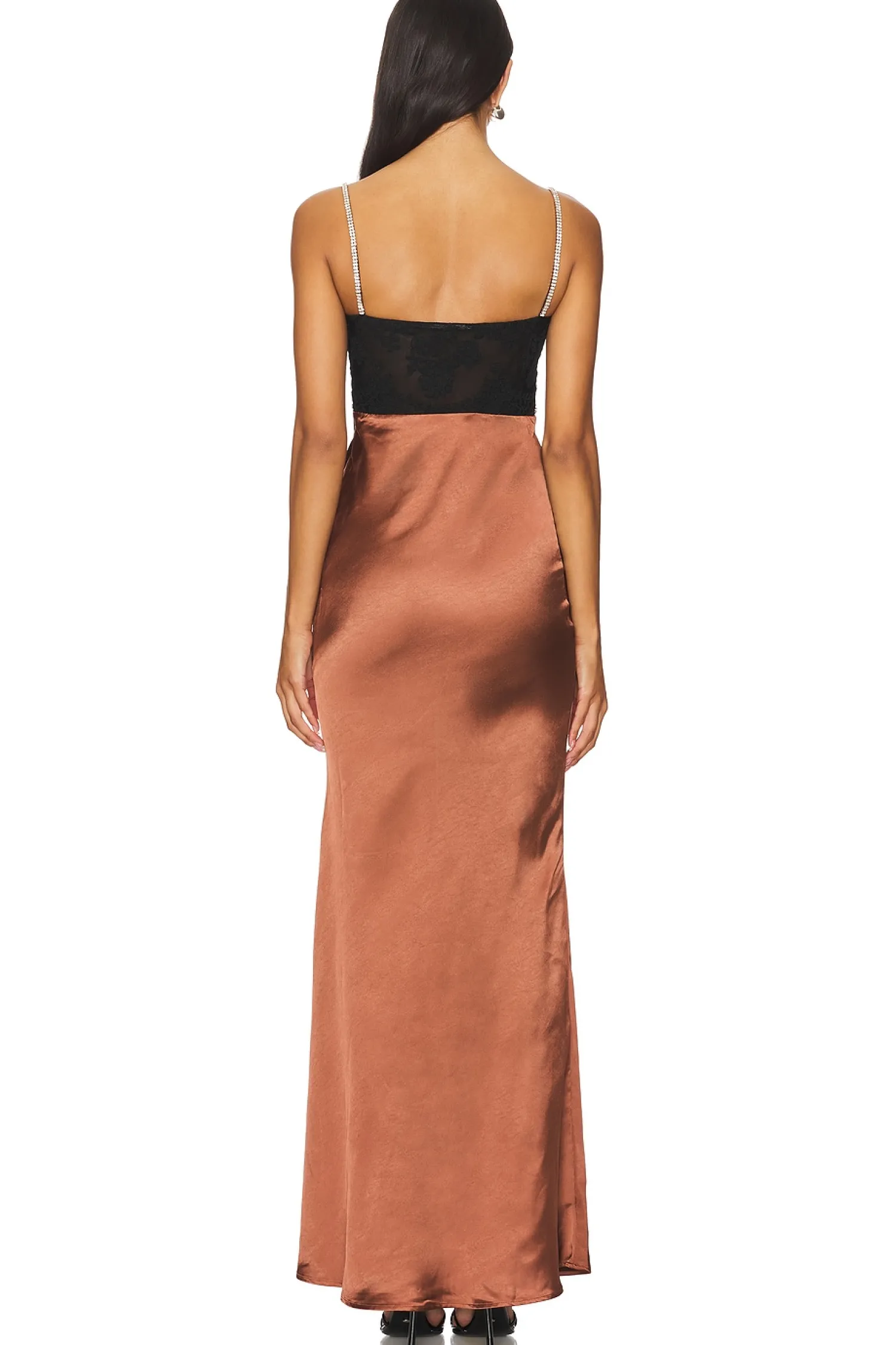 Women self-portrait Dresses>Satin Diamante Maxi Dress