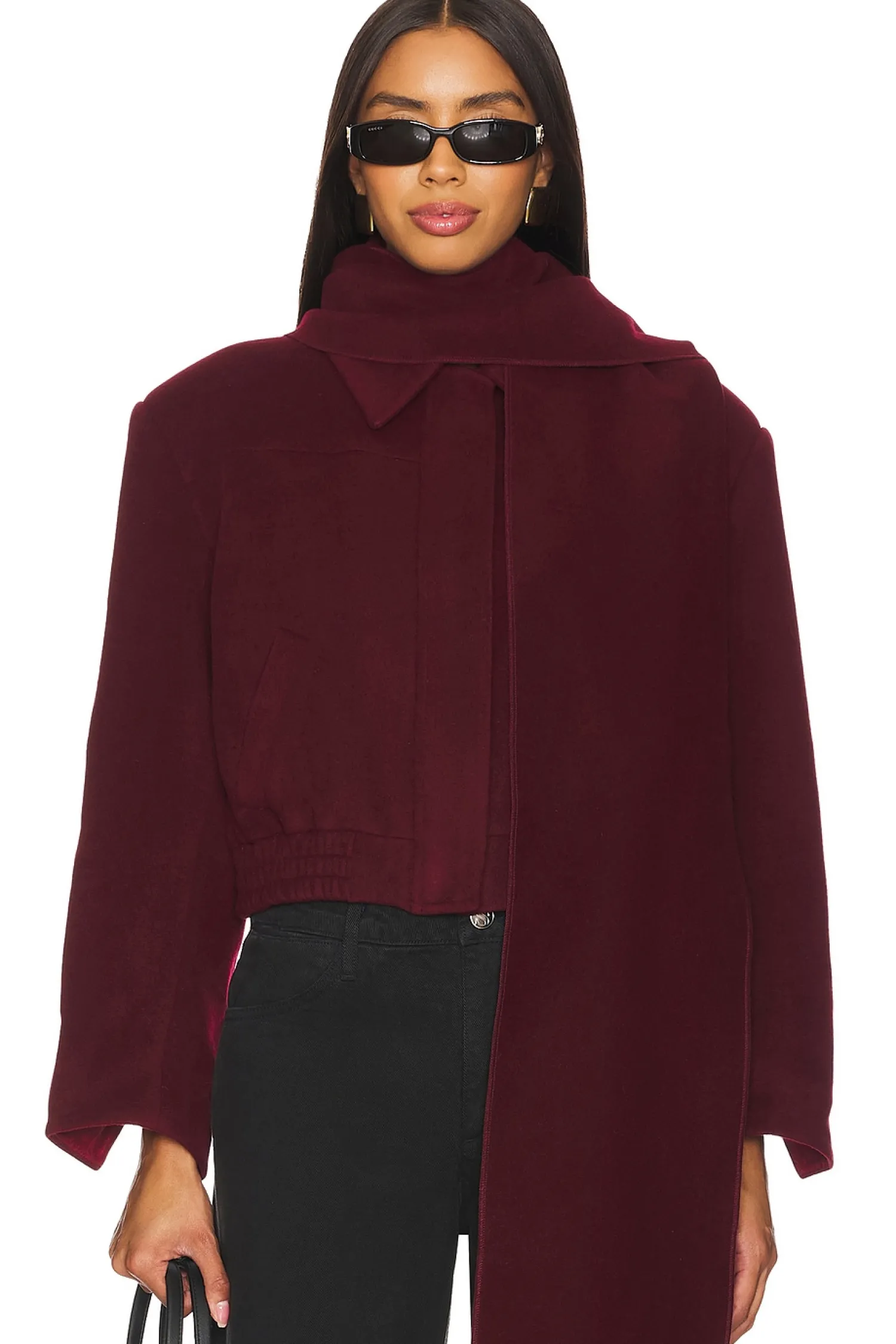 Women SELMACILEK Jackets & Coats>Scarf-detailed Cachet Bomber Jacket