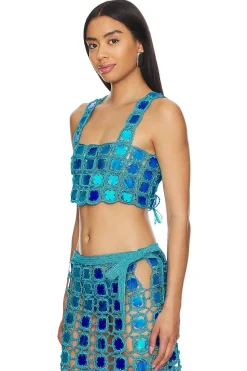 Women My Beachy Side Matching Sets>Sequin Crop Top