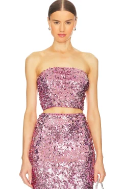 Women ROTATE Matching Sets>Sequin Crop Top