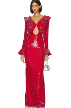 Women PatBO Dresses>Sequin Cutout Maxi Dress