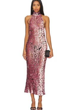 Women Lapointe Dresses>Sequin Halter Open Back Dress