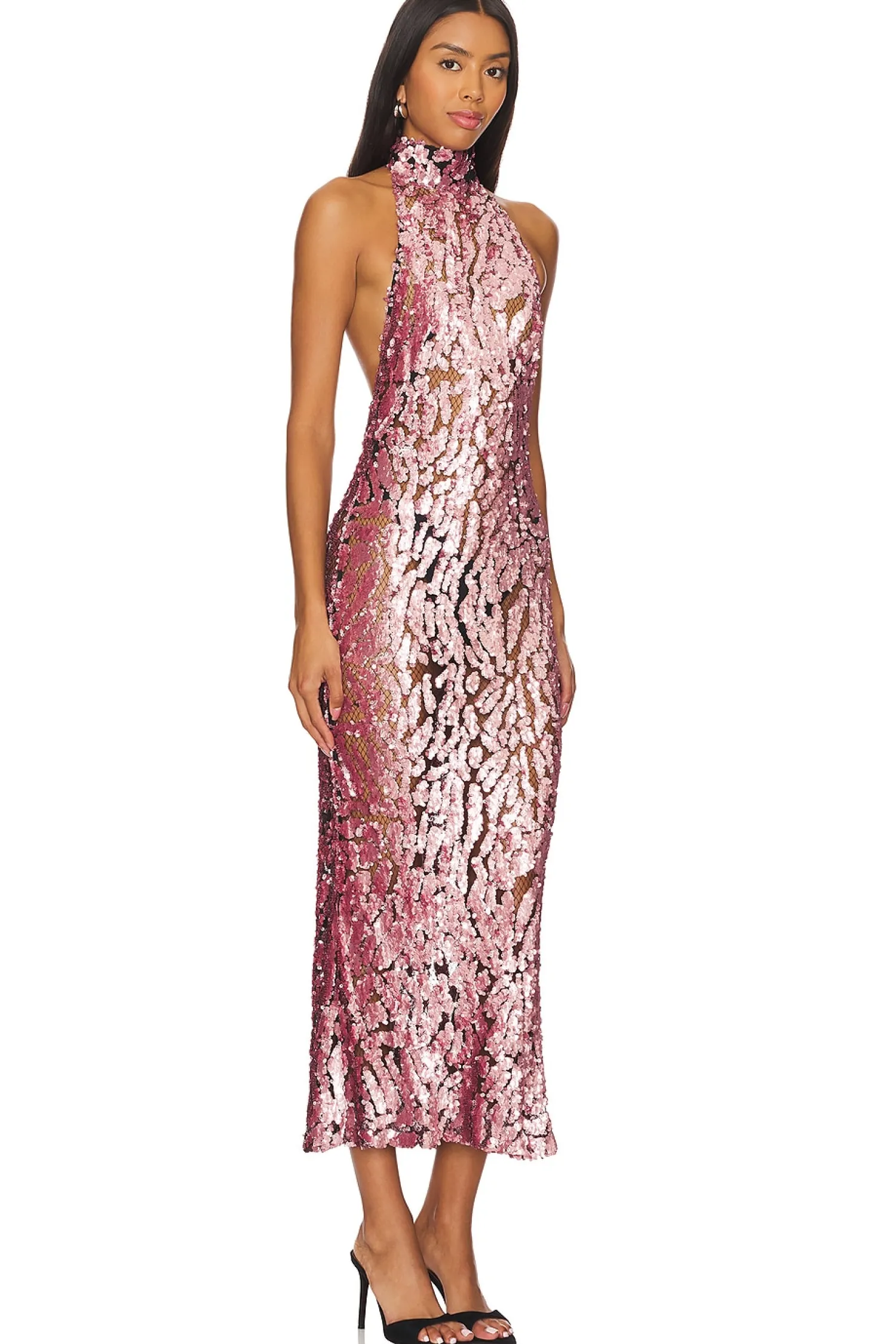 Women Lapointe Dresses>Sequin Halter Open Back Dress