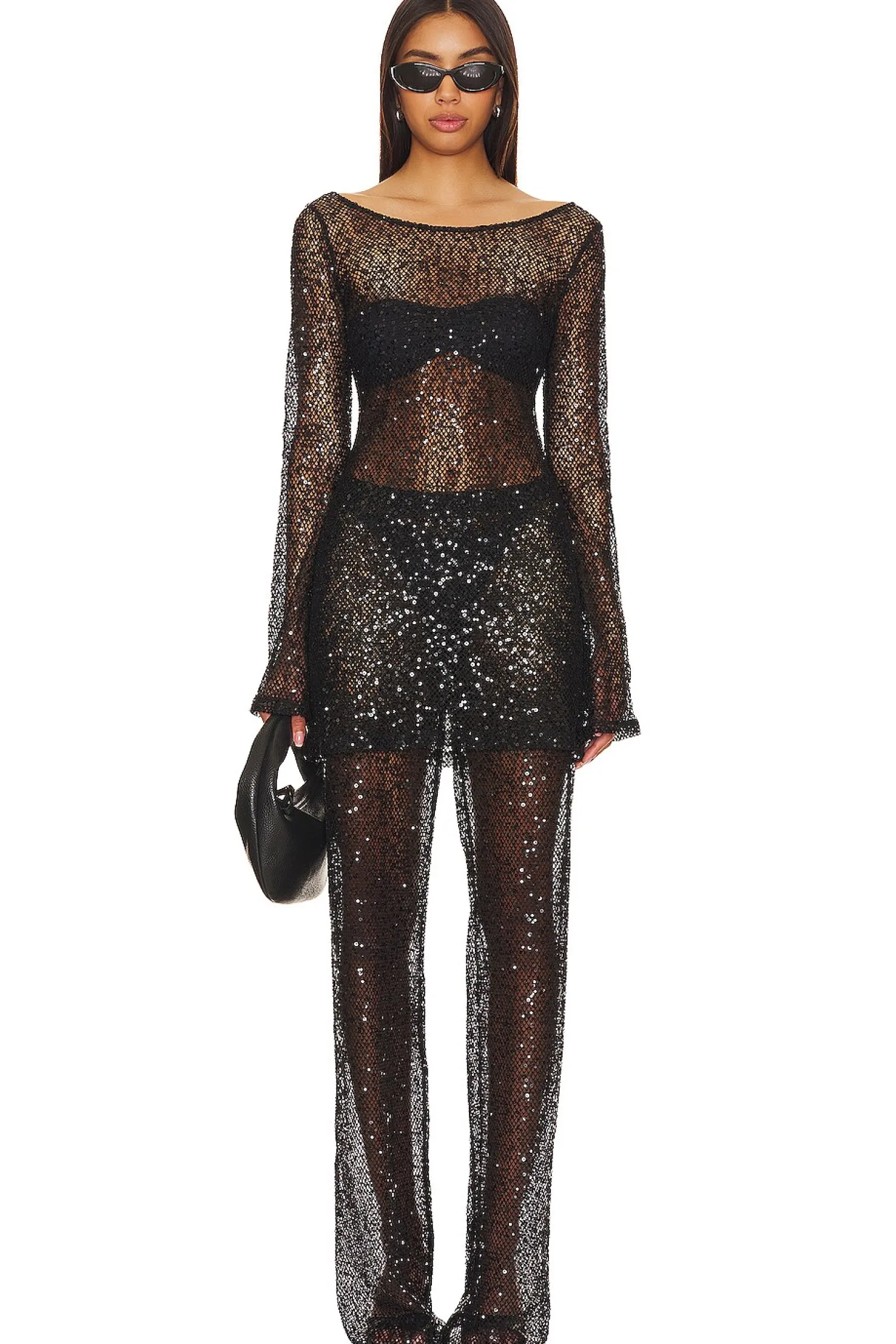 Women Good American Pants>Sequins Wide Leg Pant