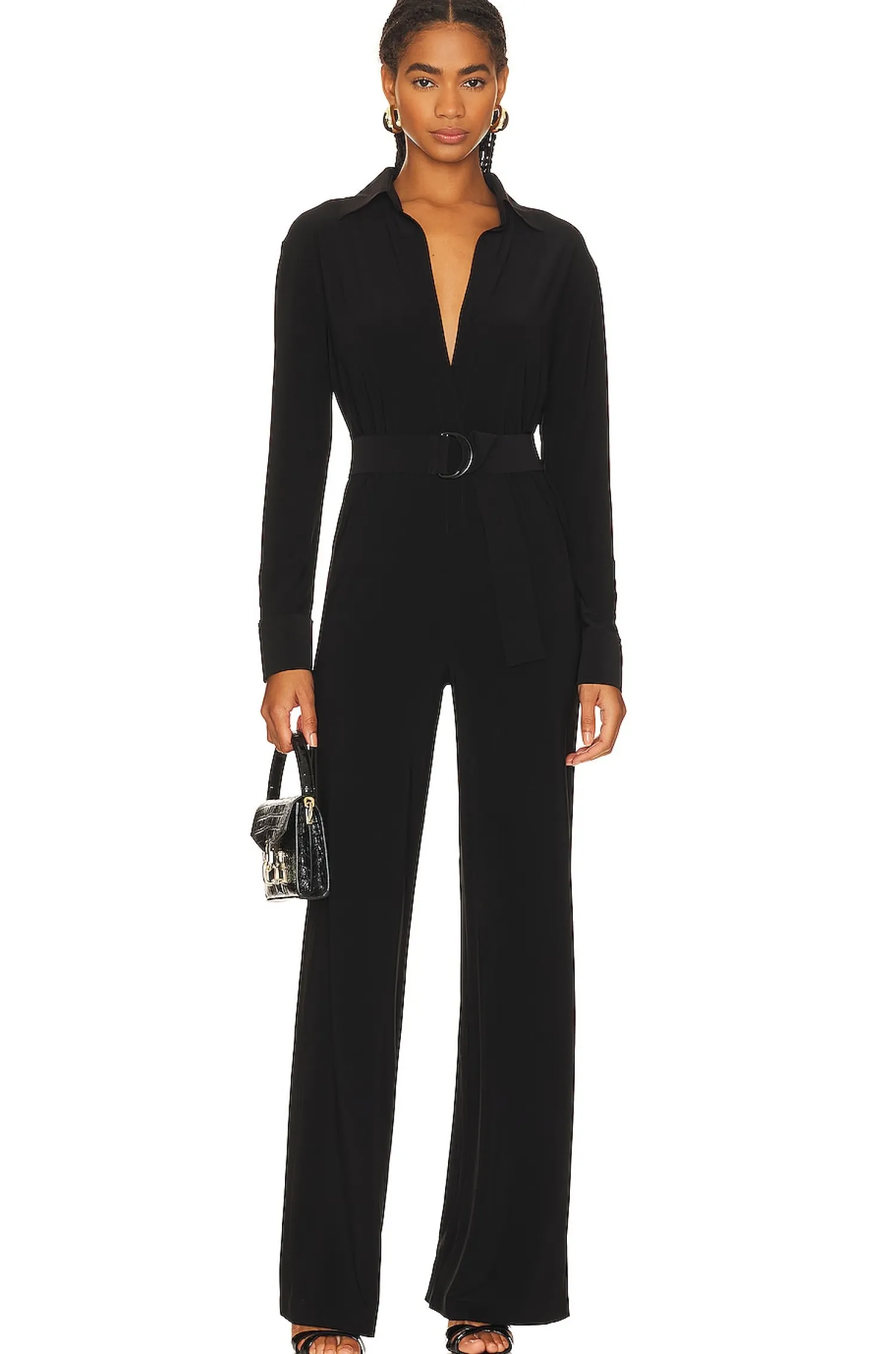 Women Norma Kamali Jumpsuits>Shirt Straight Leg Jumpsuit With Collar Stand