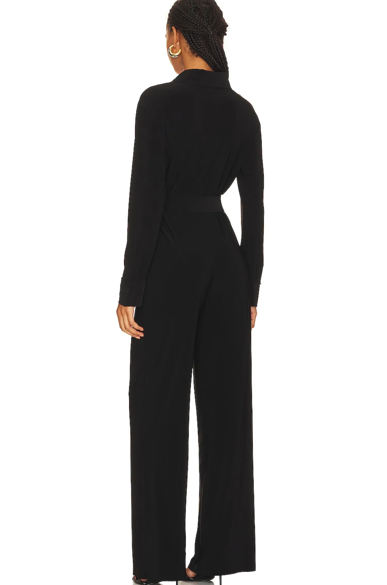 Women Norma Kamali Jumpsuits>Shirt Straight Leg Jumpsuit With Collar Stand