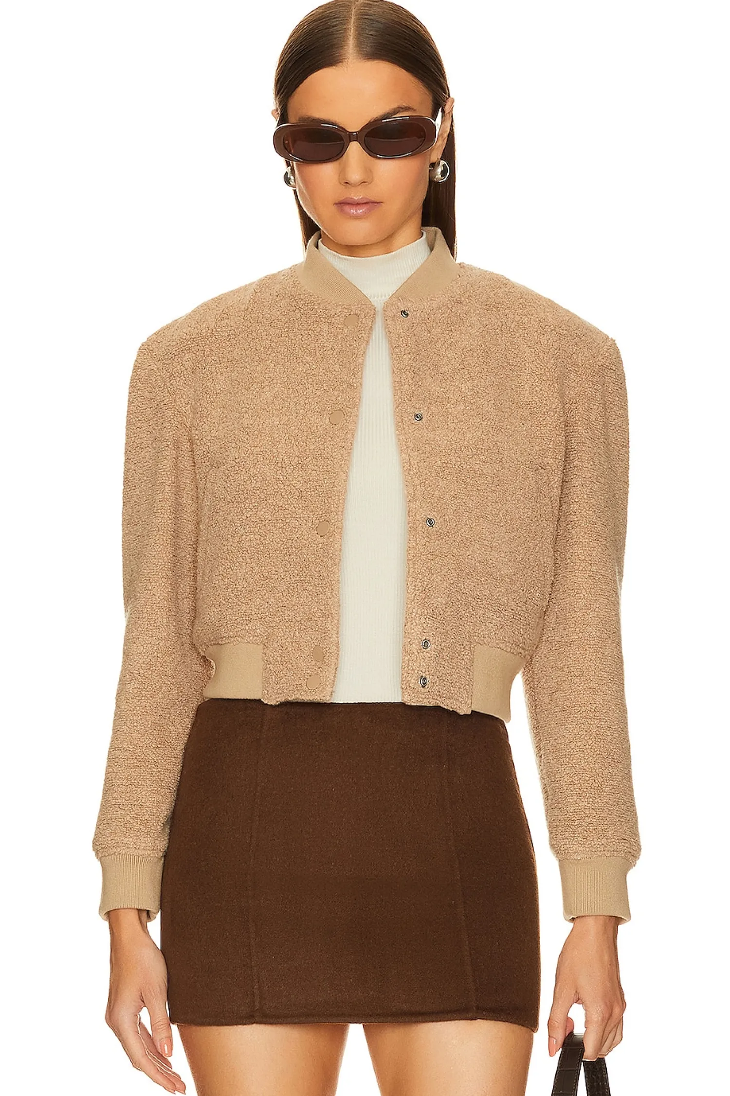Women Theory Jackets & Coats>Shrunken Fleece Teddy Jacket