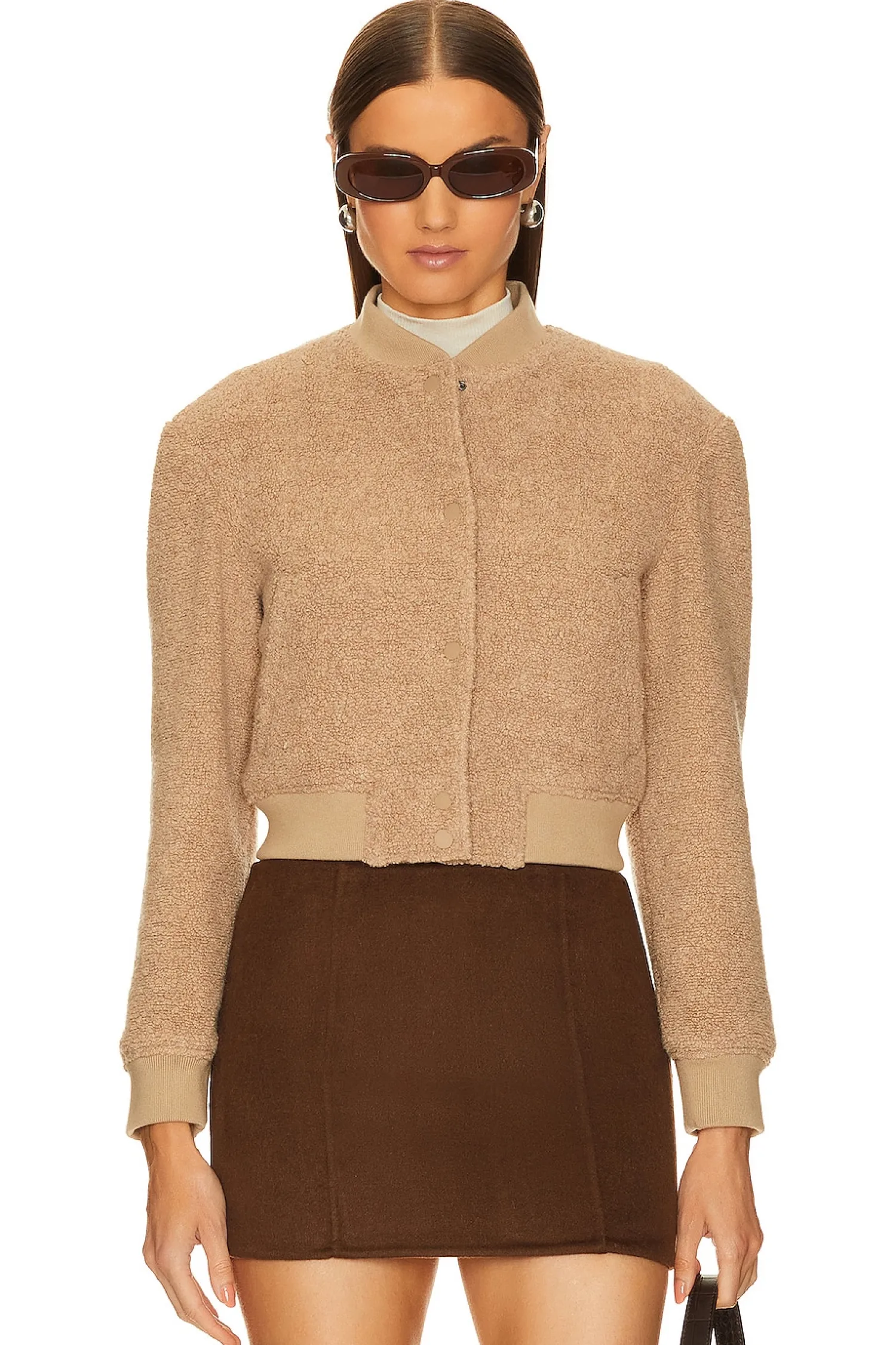 Women Theory Jackets & Coats>Shrunken Fleece Teddy Jacket