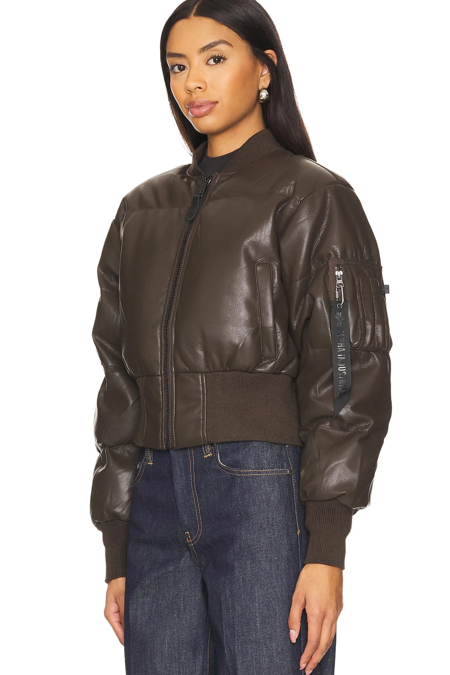 Women ALPHA INDUSTRIES Jackets & Coats>Sierra Faux Leather Short Puffer