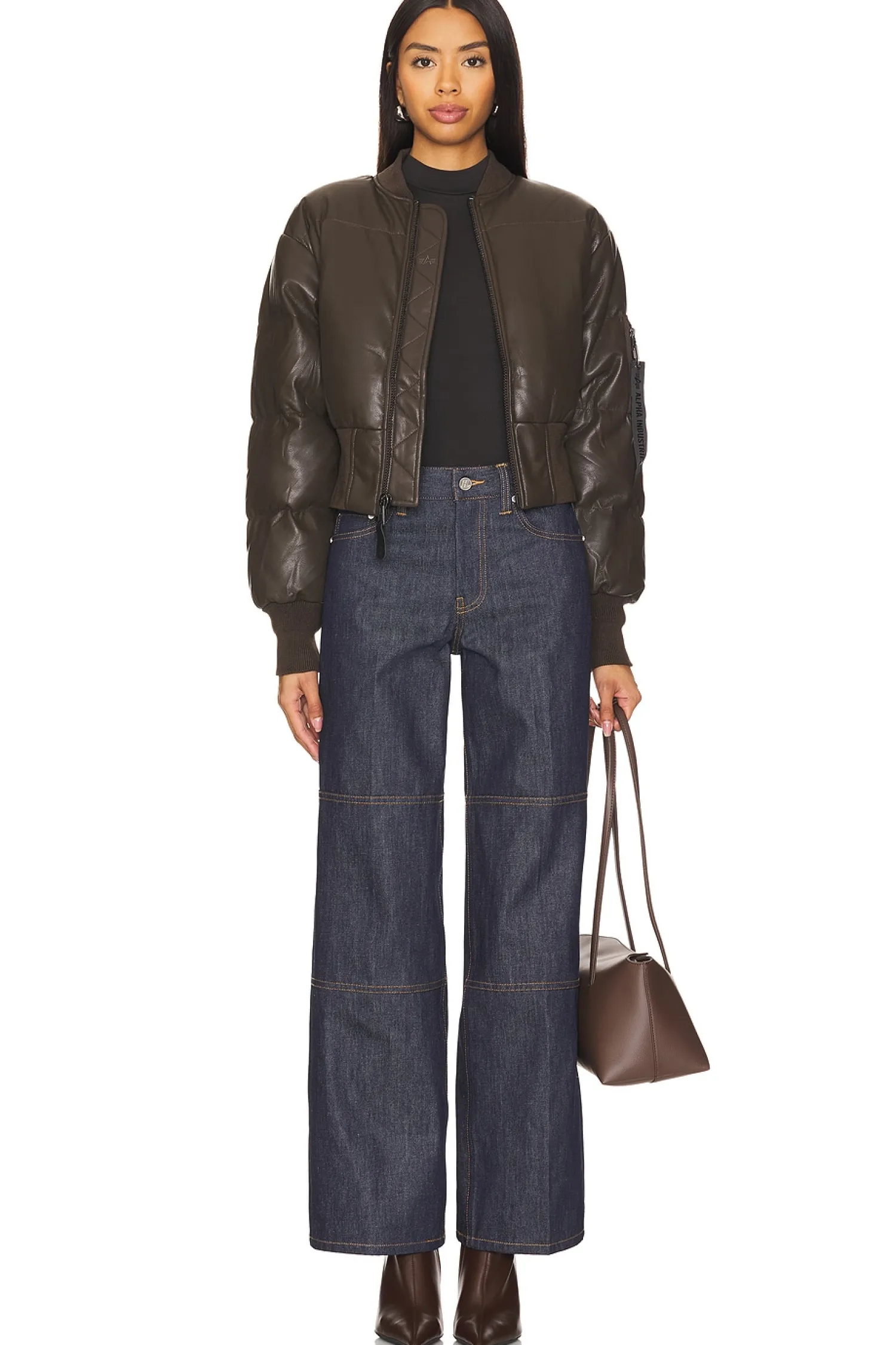 Women ALPHA INDUSTRIES Jackets & Coats>Sierra Faux Leather Short Puffer