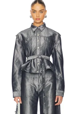 Women Marques ' Almeida Jackets & Coats>Denim Cinched Jacket With Belt