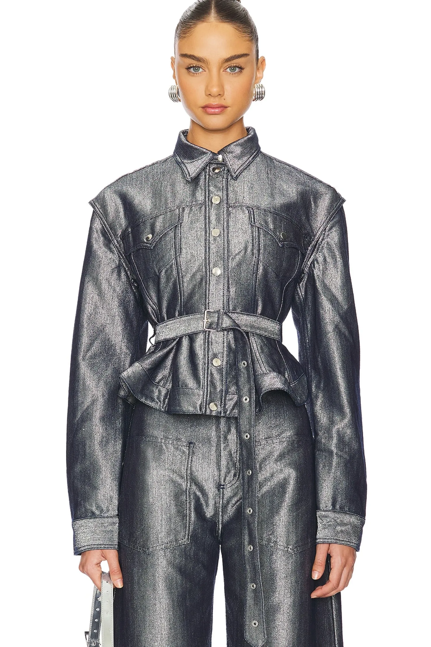 Women Marques ' Almeida Jackets & Coats>Denim Cinched Jacket With Belt