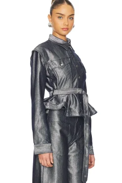 Women Marques ' Almeida Jackets & Coats>Denim Cinched Jacket With Belt