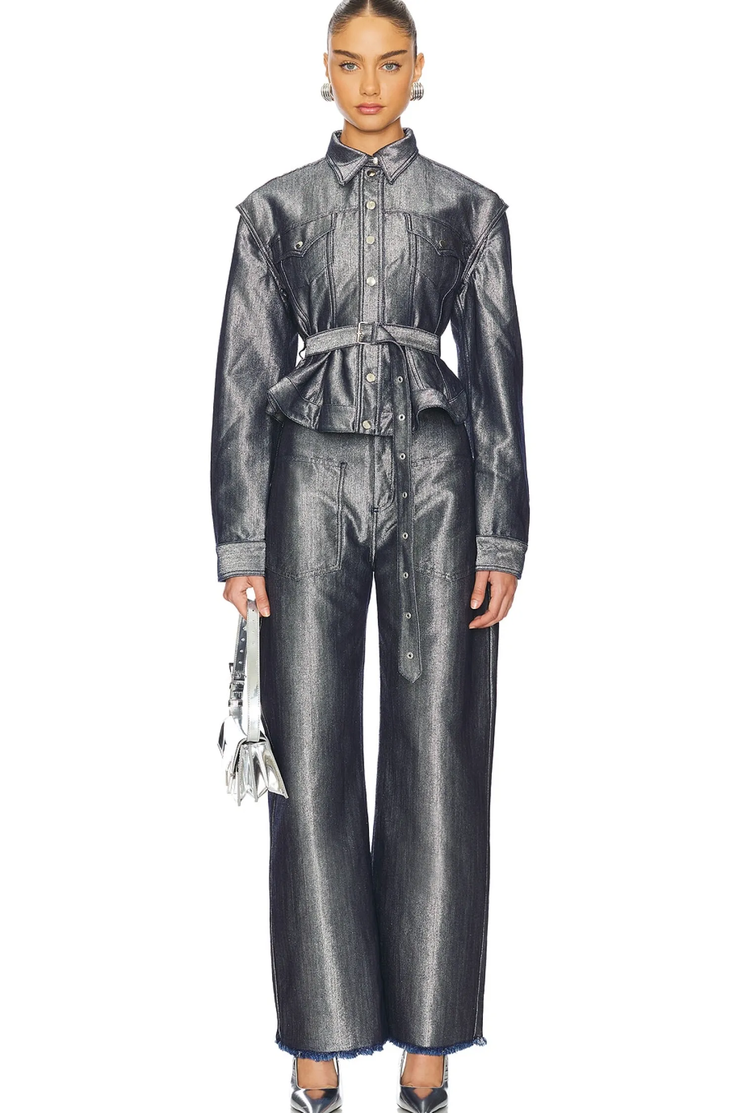 Women Marques ' Almeida Jackets & Coats>Denim Cinched Jacket With Belt