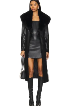Women SAU LEE Jackets & Coats>Simone Faux Leather Coat