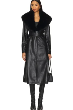 Women SAU LEE Jackets & Coats>Simone Faux Leather Coat
