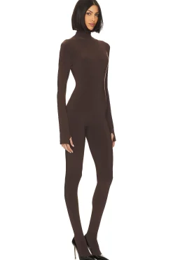 Women Norma Kamali Jumpsuits>Slim Fit Turtle Catsuit With Footsie