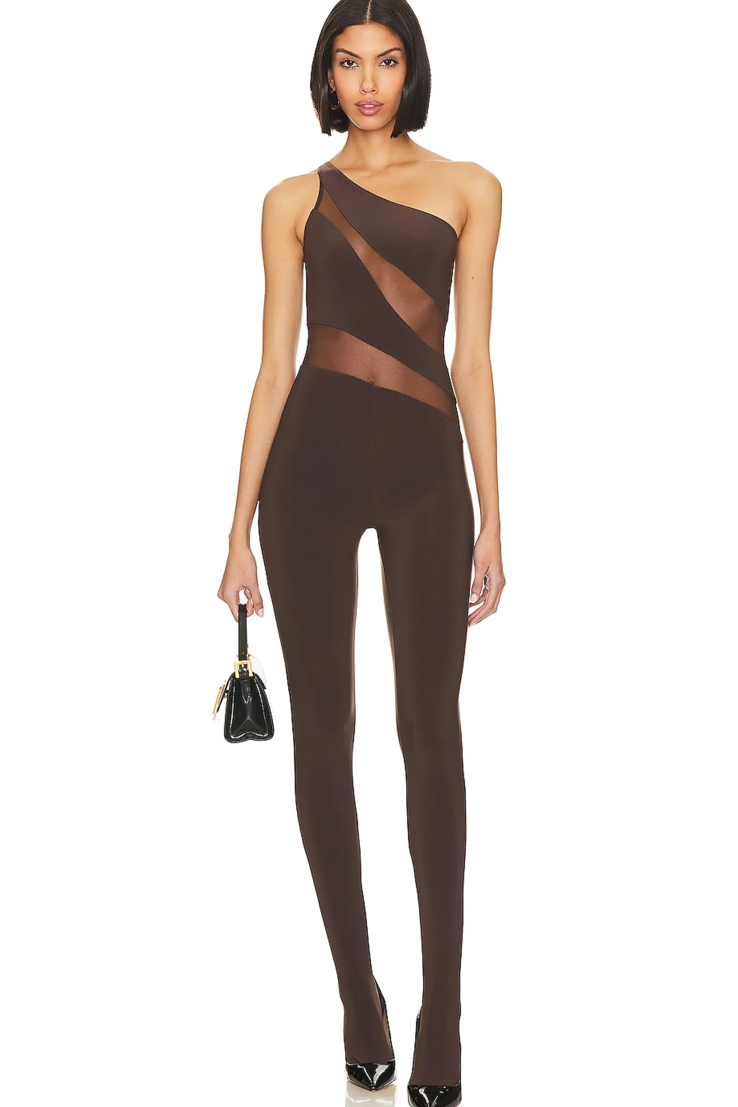 Women Norma Kamali Jumpsuits>Snake Mesh Catsuit With Footsie