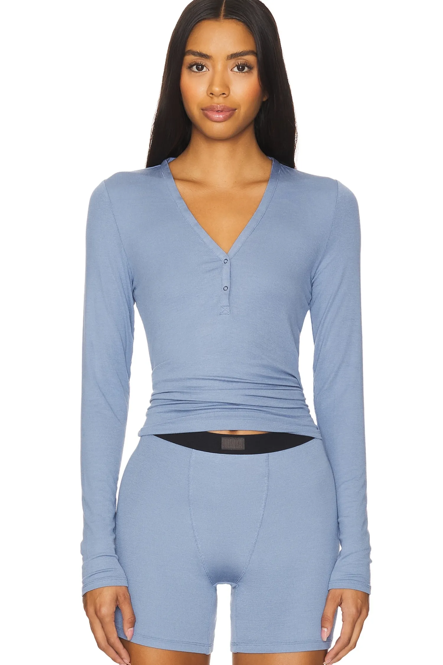 Women LUNYA Lingerie & Sleepwear>Soft Modal Rib V-neck Henley