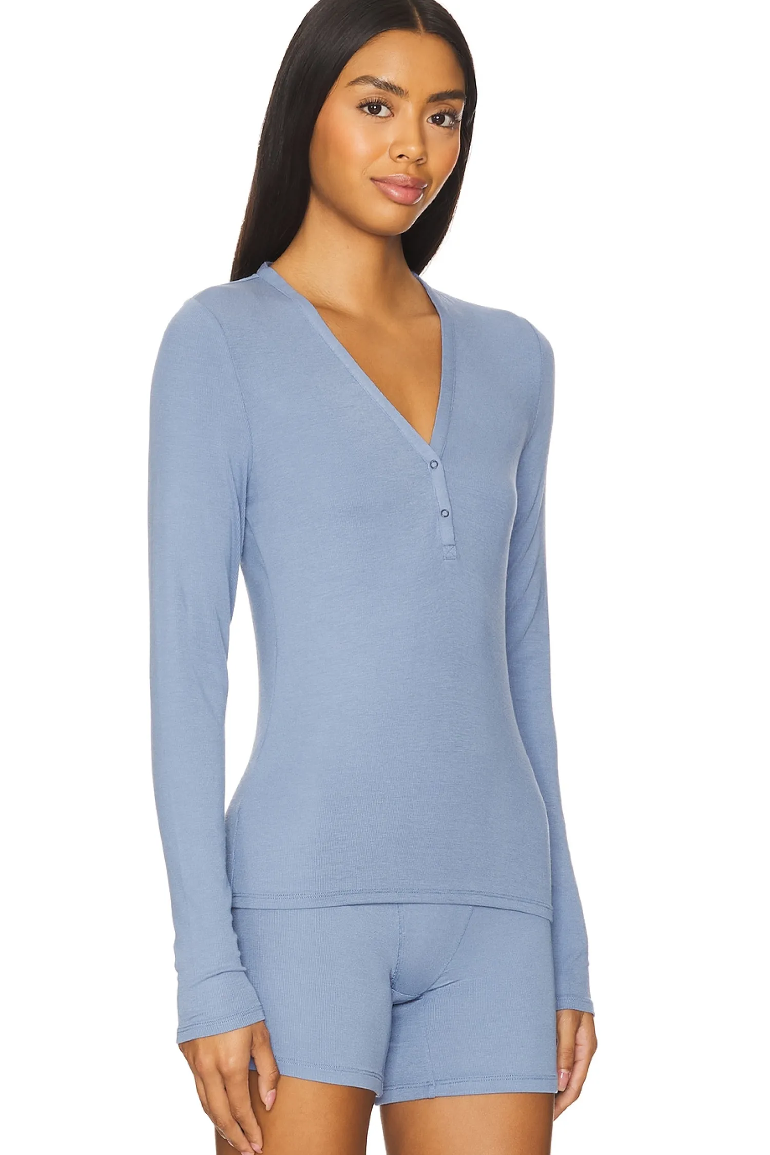 Women LUNYA Lingerie & Sleepwear>Soft Modal Rib V-neck Henley
