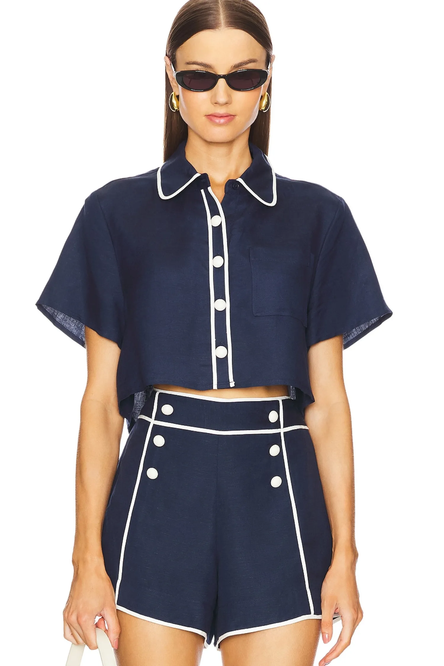 Women SIMKHAI Matching Sets>Solange Short Sleeve Cropped Tee