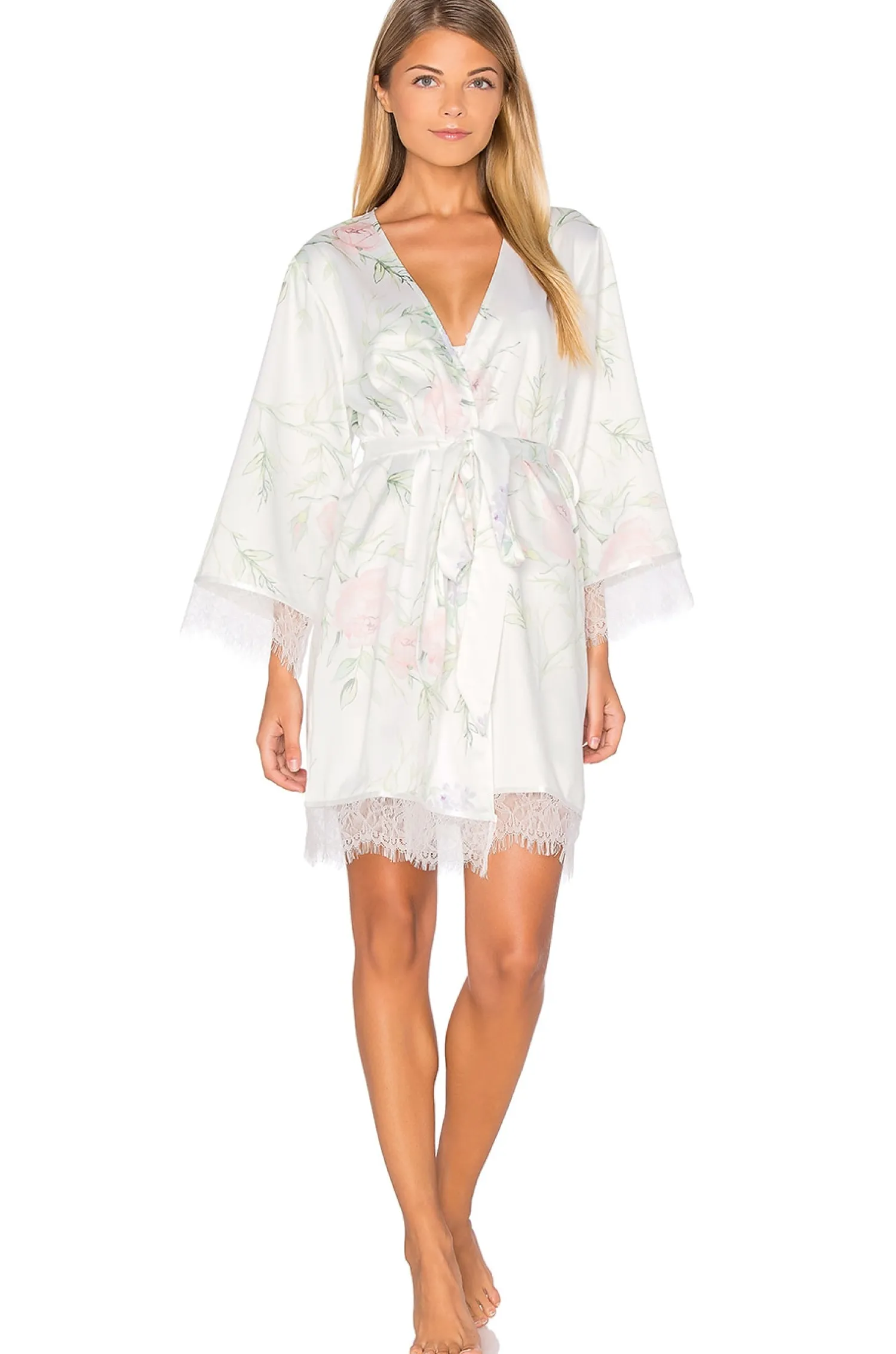 Women homebodii Lingerie & Sleepwear>Sophia Lace Trim Robe