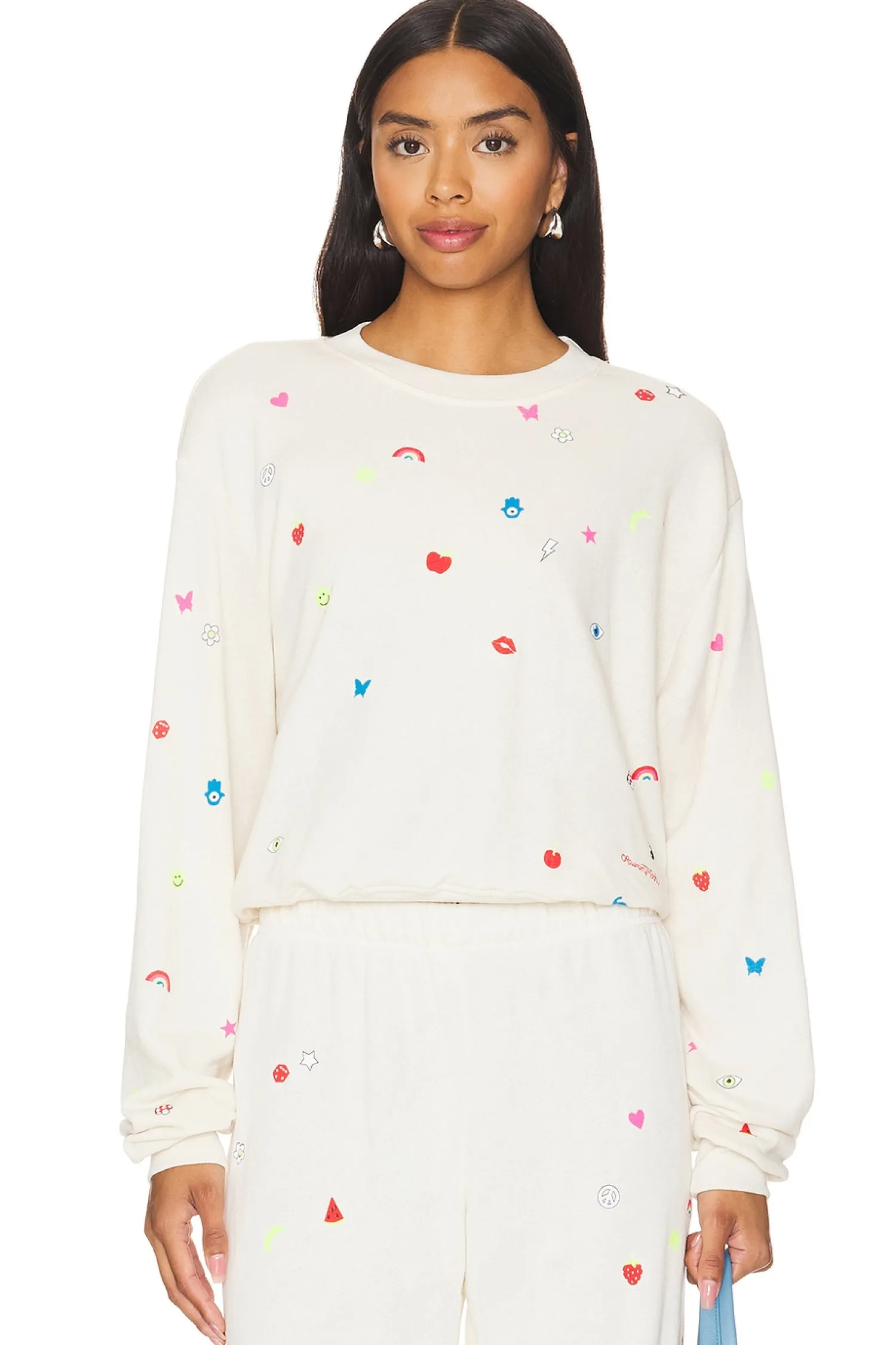 Women Lauren Moshi Loungewear>Spalding Drop Shoulder Crop Pullover Charm Elements