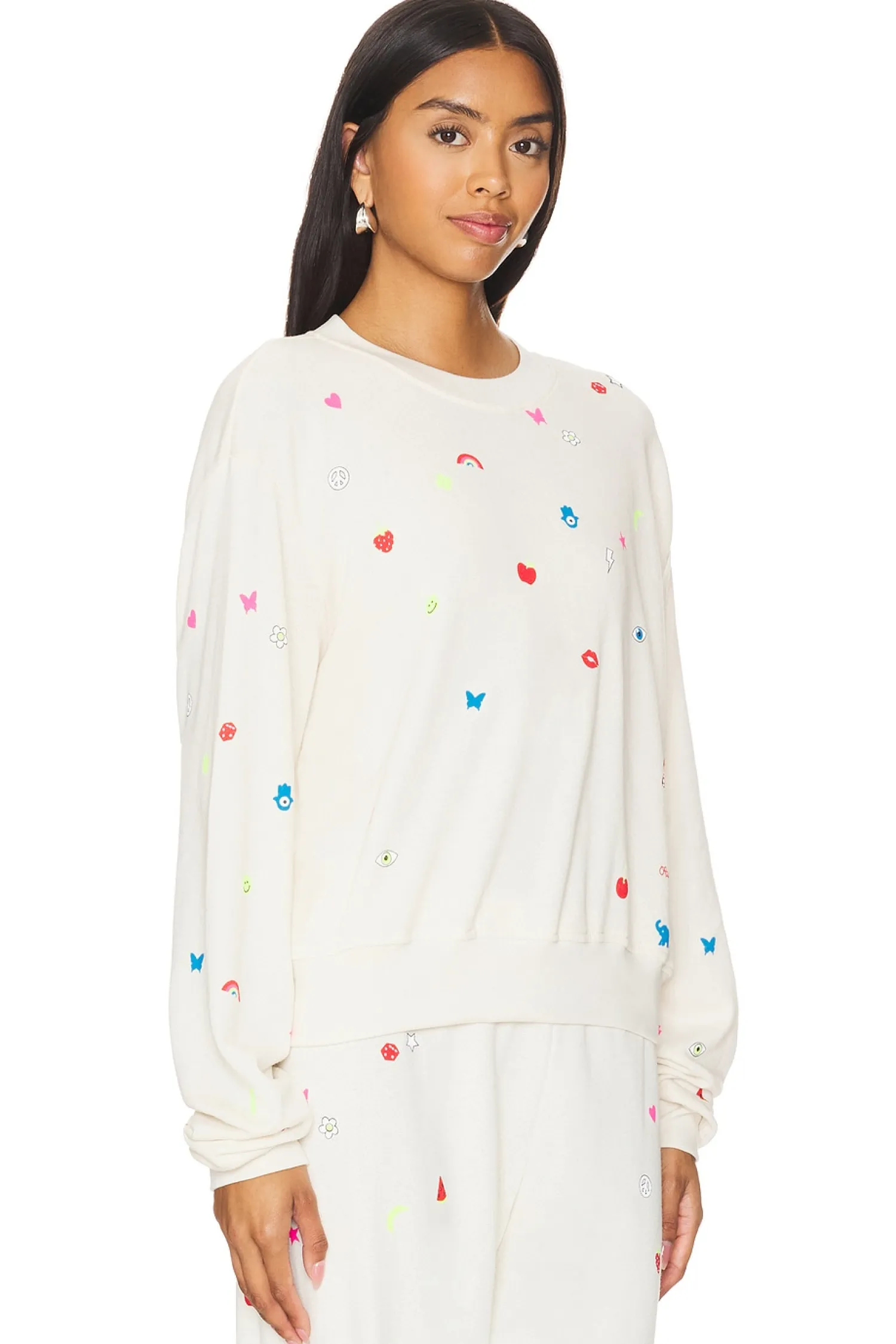 Women Lauren Moshi Loungewear>Spalding Drop Shoulder Crop Pullover Charm Elements