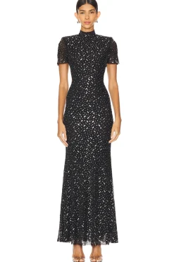 Women self-portrait Dresses>Square Rhinestone Maxi Dress